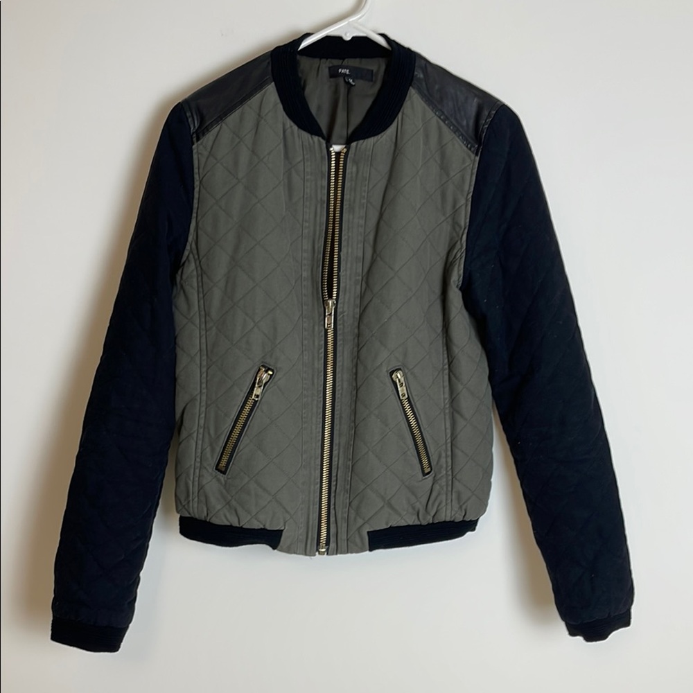 Fate Black and Green quilted Bomber moto Jacket Style size medium
